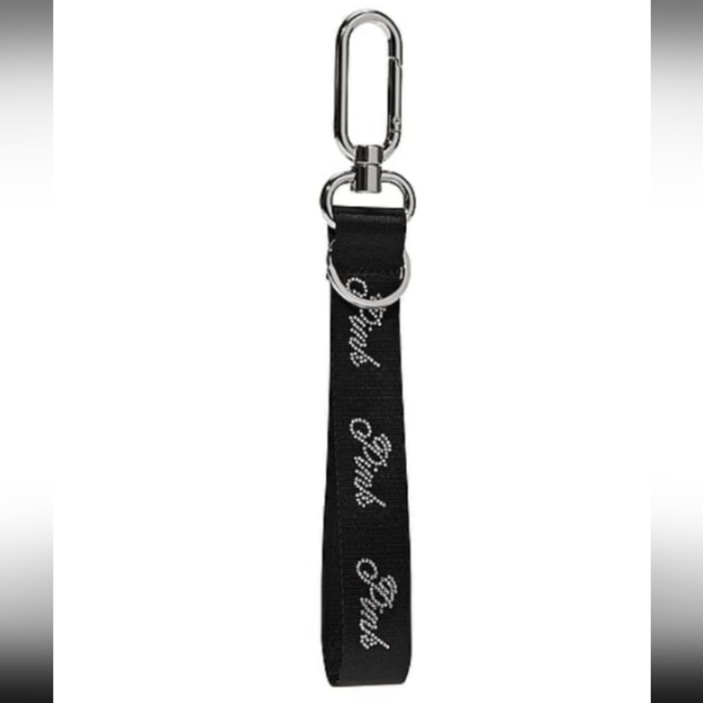 Black Keychain with Silver Hardware